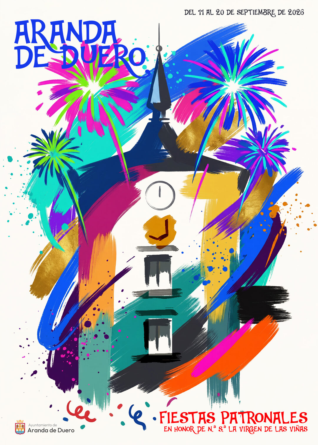Cartel oficial de las Fiestas de Aranda de Duero 2026, Splash Festivo, obra de José Ángel Ligero