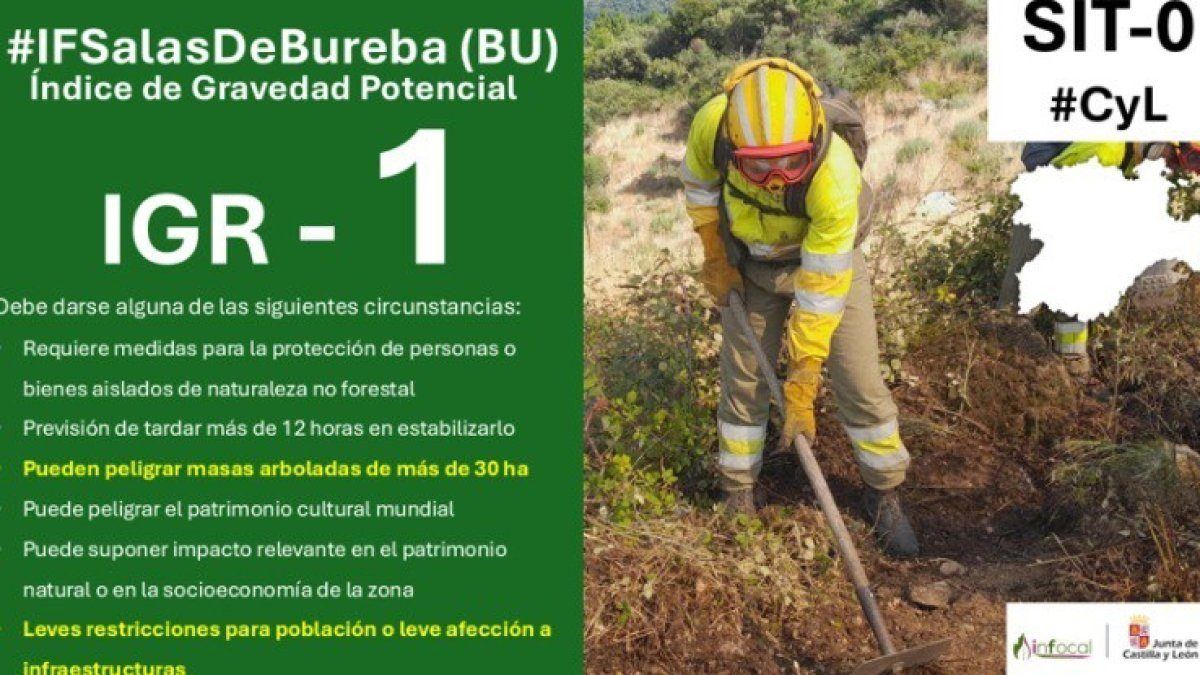 El incendio forestal de Salas de Bureba remite y los equipos logran frenar el avance de las llamas