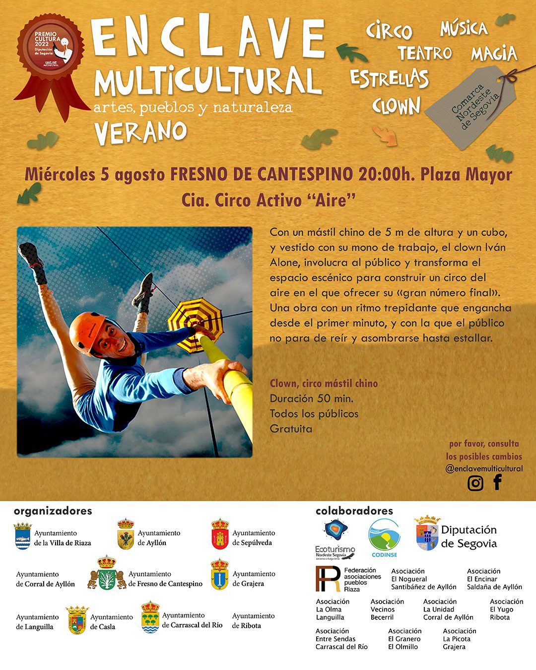 Cartel de Compañía Circo Activo Aire - Enclave Multicultural - Fresno de Cantespino
