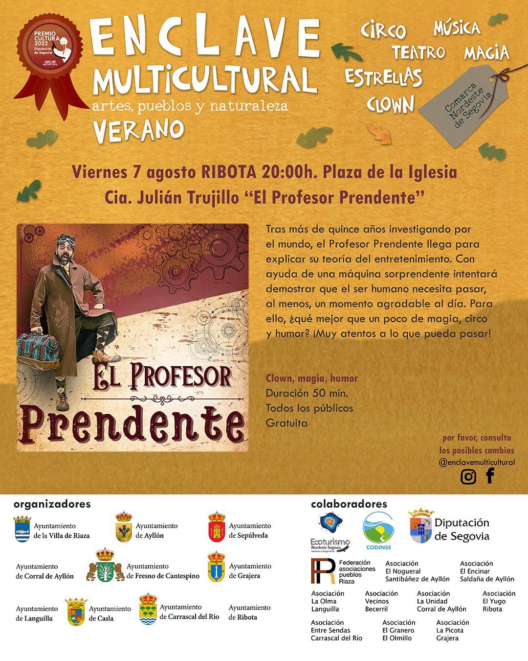 Cartel de Compañía Julián Trujillo El Profesor Prendente - Enclave Multicultural - Ribota