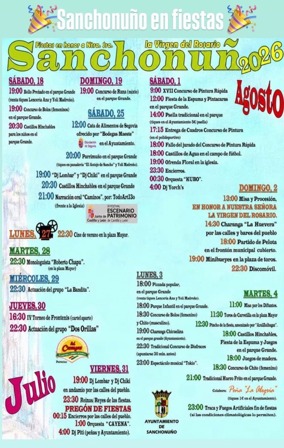Cartel de Fiestas en honor a Ntra. Sra. la Virgen del Rosario en Sanchonuño