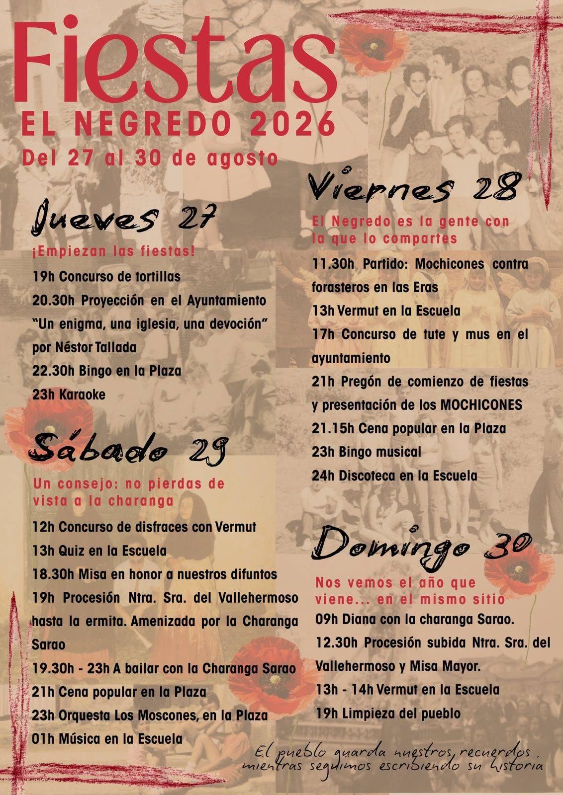 Cartel de fiestas patronales en honor a Nuestra Señora del Vallehermoso - El Negredo (Riaza)
