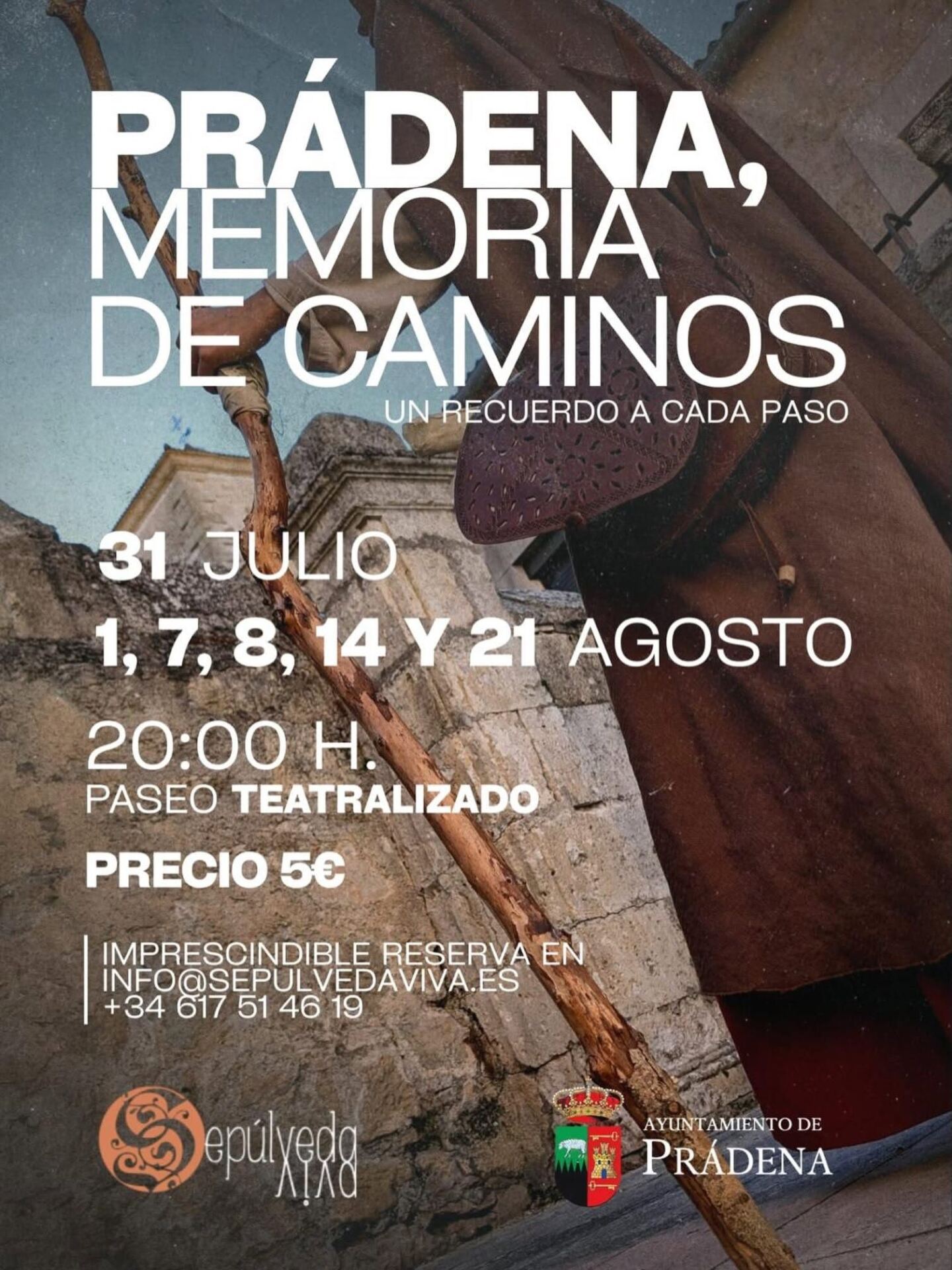 Cartel de Paseo Teatralizado - 8 de agosto- Memoria de Caminos - Prádena