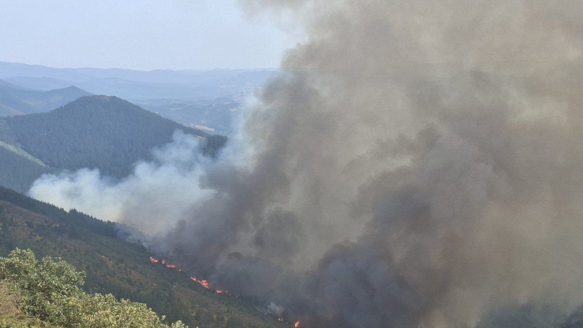 Veinte medios luchan sin descanso contra las llamas en Arza mientras el fuego sigue activo en cuatro frentes