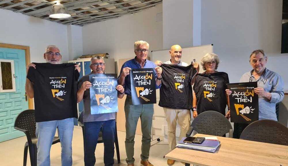 'Acción por el Tren' irrumpe en Aranda para forzar la reapertura del ferrocarril Madrid-Burgos