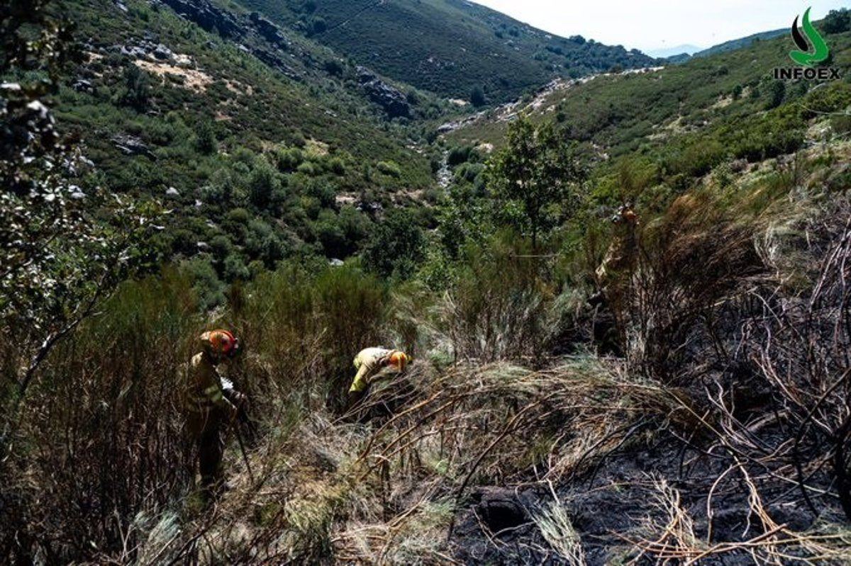 Los equipos de emergencia logran estabilizar el incendio forestal de Tornavacas antes de que caiga la noche