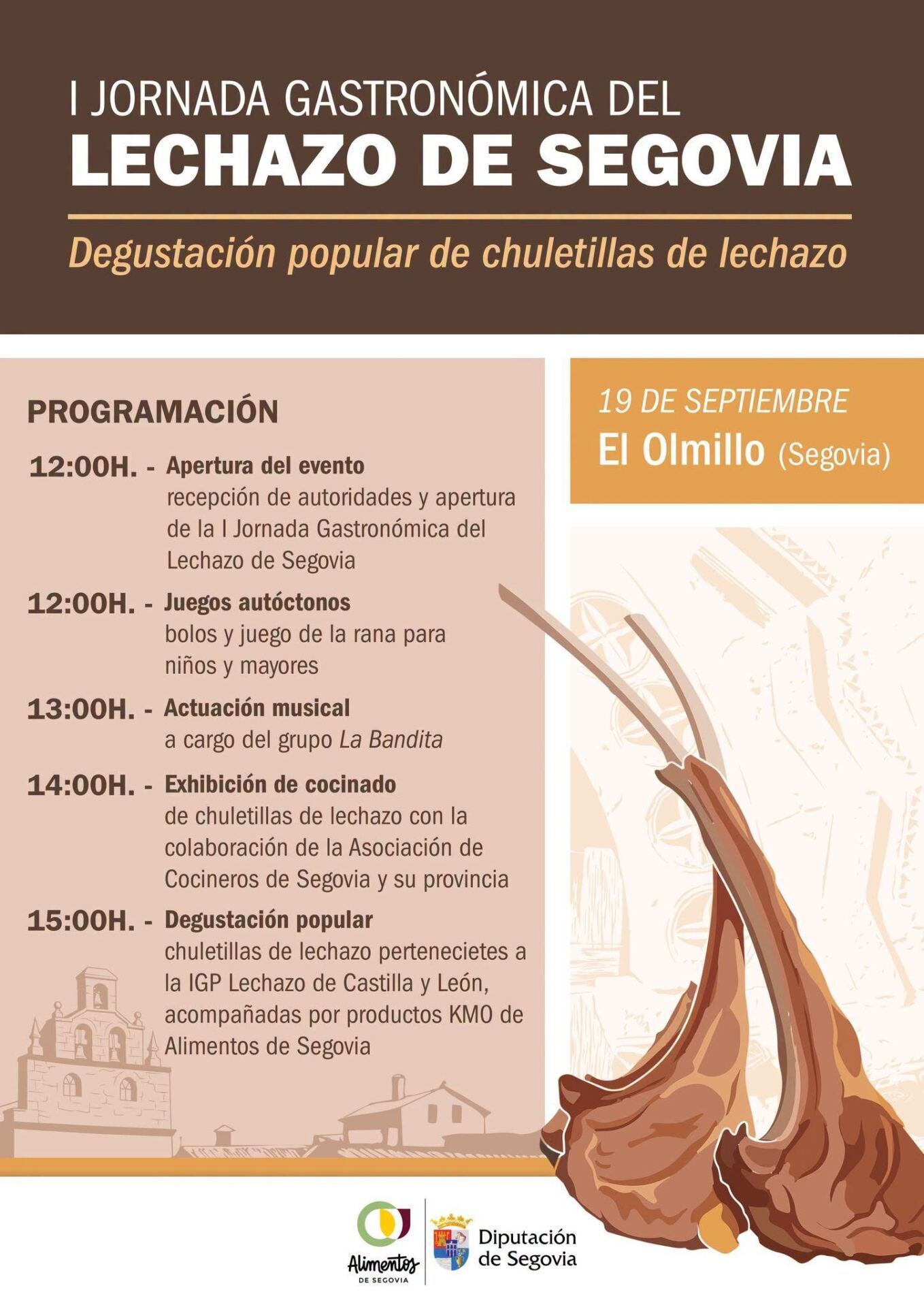 Cartel de Jornada Gastronómica del Lechazo de Segovia en El Olmillo - Aldeonte