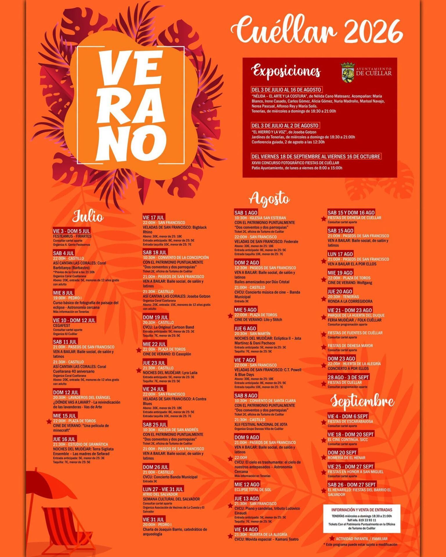 Cartel de Programación verano Cuéllar 2026
