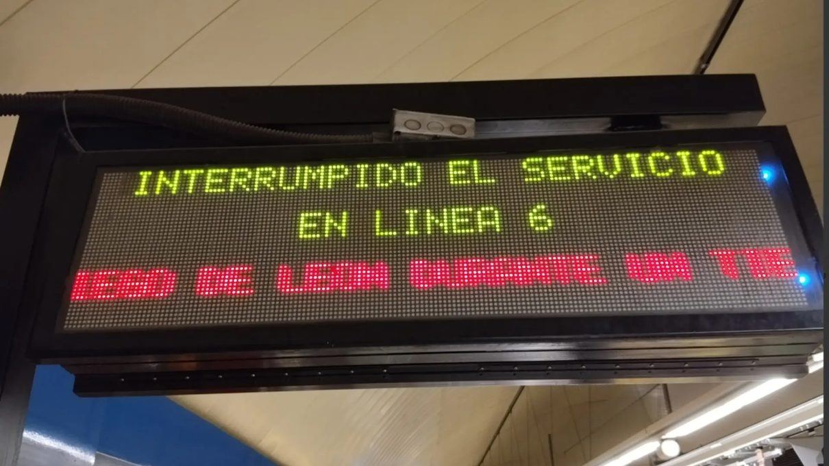 Casi tres horas sin metro en el circular: una avería eléctrica paraliza la Línea 6 de Madrid en plena hora punta