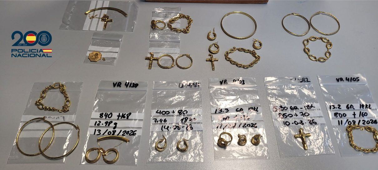 Detenidos dos hombres en Talavera por engañar a cinco joyerías con piezas bañadas en oro y embolsarse 20.000 euros