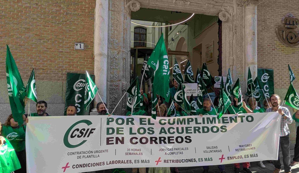 CSIF lleva a las calles de Toledo la crisis de Correos: 150 empleos perdidos en la provincia y miles de horas extra sin cubri