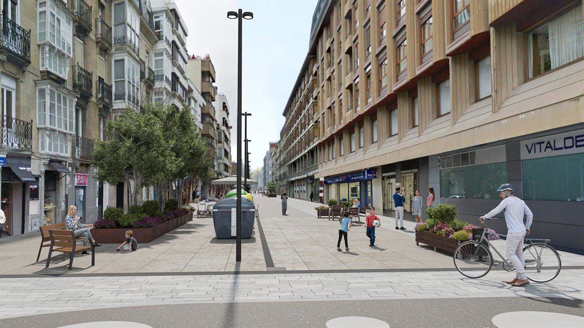 La calle San Antonio de Vitoria empieza su gran transformación: más verde, más peatonal y con las tuberías renovadas
