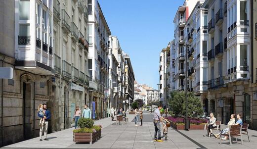 Vitoria transforma la calle San Antonio: menos coches, más árboles y espacio para caminar